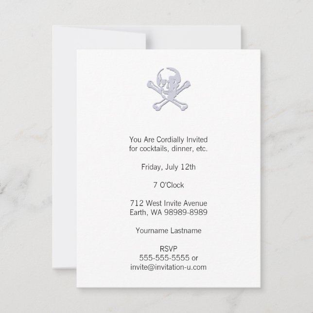 Letterpress Style Piratenflagge Einladung (Vorderseite)