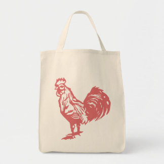 Letterpress Style Red Rooster Tragetasche