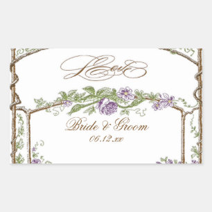 Letterpress Style Vintage Imitate Bois Trellis Lil Rechteckiger Aufkleber