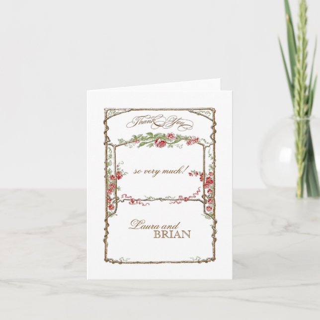 Letterpress Style Vintage Imitate Bois Trellis - R Dankeskarte (Vorderseite)