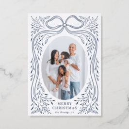 Letterpress Winter Bow Elegant Botanical Christmas