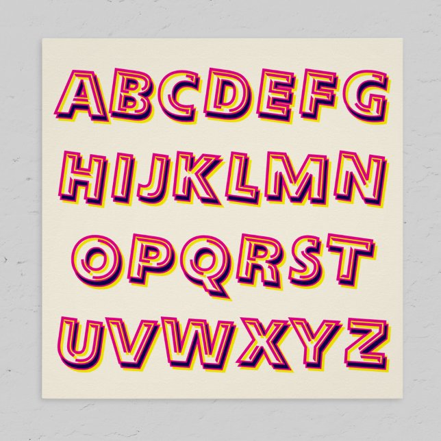 Letters of the Alphabet Retro Cool Literacy Poster (A wall poster featuring the letters of the alphabet in capitals, in a retro style)