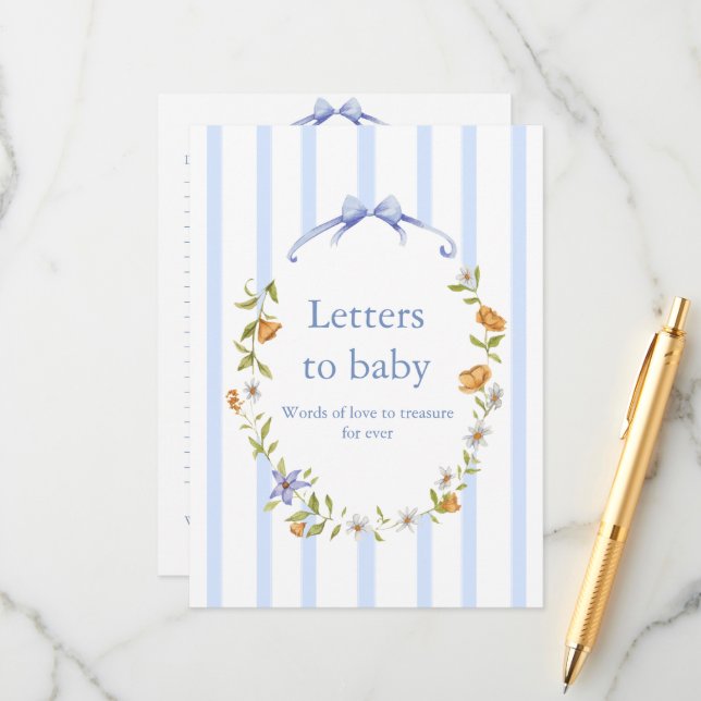 letters to baby hinweiskarte (Vorderseite/Rückseite Beispiel)