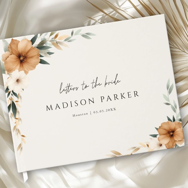 Letters to the Bride! Boho Beige Bridal Shower  Gästebuch (Letters to the Bride! Boho Beige Copper Creme Sage-Green Bridal Shower Guest Book)