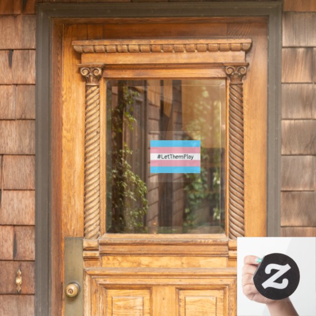 #LetThemPlay Transgender Athleten - Trans-Flagge Fensteraufkleber (Haustür)