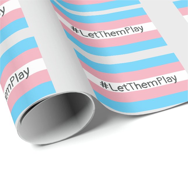 #LetThemPlay Transgender Athleten - Trans-Flagge Geschenkpapier (Rolleneckpunkt)