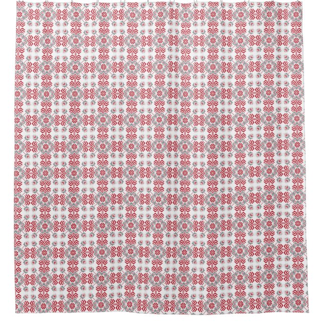 Lettisch Auseklis Folk Art geometrischer Medaillon Duschvorhang (Vorderseite)
