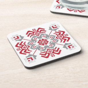 Lettisch Auseklis Folk Art geometrischer Medaillon Getränkeuntersetzer