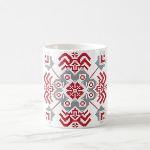 Lettisch Auseklis Folk Art geometrischer Medaillon Kaffeetasse