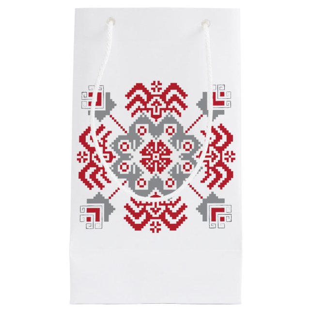 Lettisch Auseklis Folk Art geometrischer Medaillon Kleine Geschenktüte (Vorderseite)