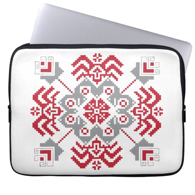 Lettisch Auseklis Folk Art geometrischer Medaillon Laptopschutzhülle (Vorderseite)