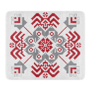 Lettisch Auseklis Folk Art geometrischer Medaillon Schneidebrett