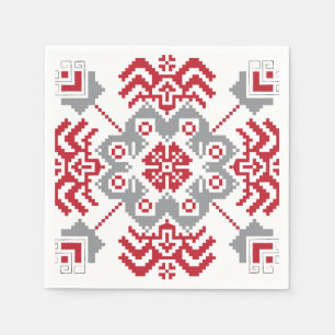 Lettisch Auseklis Folk Art geometrischer Medaillon Serviette