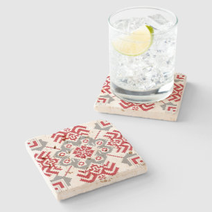 Lettisch Auseklis Folk Art geometrischer Medaillon Steinuntersetzer