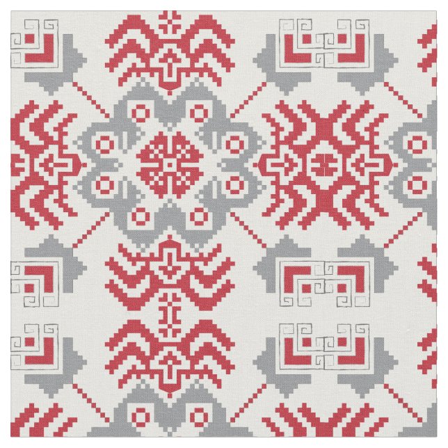 Lettisch Auseklis Folk Art geometrischer Medaillon Stoff (Nahaufnahme)