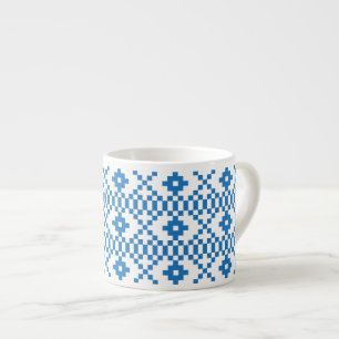 Lettisch-blaue und weiße Stammeskunst Espressotasse