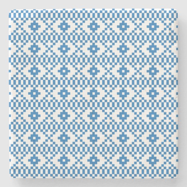 Lettisch-blaue und weiße Stammeskunst Steinuntersetzer (Vorderseite)