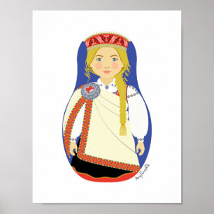 Lettisch Blonde Matryoshka Poster