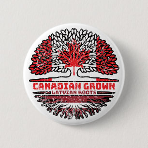 Lettisch Canadian Canada Tree Roots Flag Button