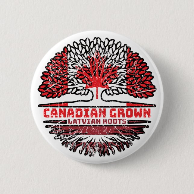 Lettisch Canadian Canada Tree Roots Flag Button (Vorderseite)