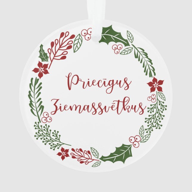 Lettisch Frohe Weihnachten, Priecīgus Ziemassvētku Ornament (Rückseite)