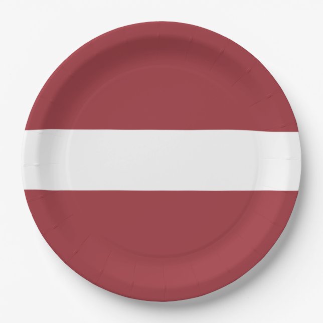 Lettische Flagge (Lettland) Pappteller (Vorderseite)
