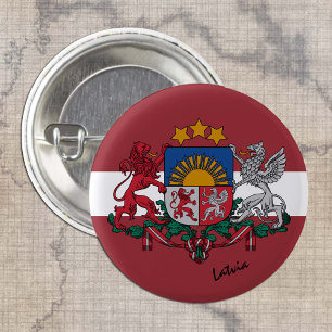 Lettische Flagge - Schaltfläche, patriotische Lett Button