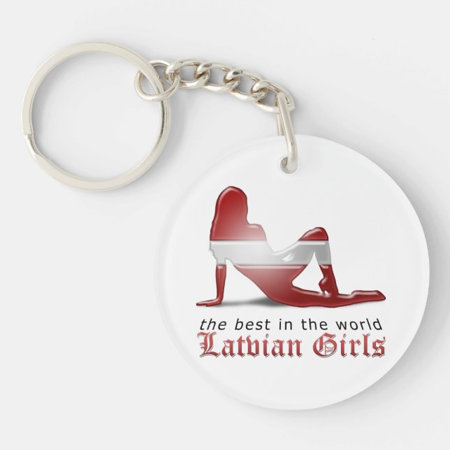 Lettische Silhouette Girl Schlüsselanhänger (Vorderseite)