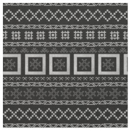Lettische traditionelle Symbole auf Mudcloth Black Stoff
