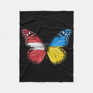 Lettische Ukrainische Flagge Schmetterling Lettlan Fleecedecke