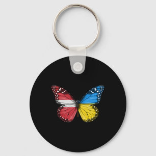 Lettische Ukrainische Flagge Schmetterling Lettlan Schlüsselanhänger