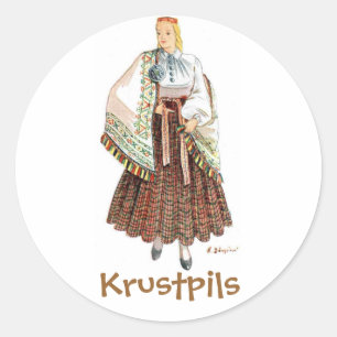 Lettischer Kostümaufkleber (Krustpils) Runder Aufkleber