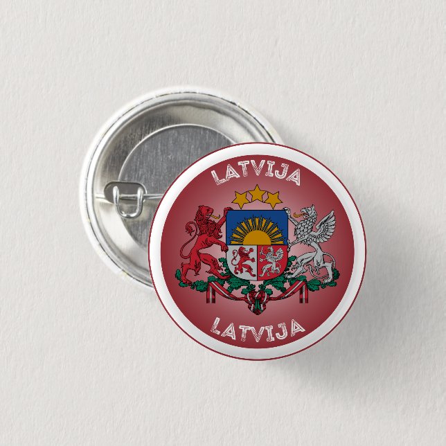 Lettischer Wappen-Kreisform  Button (Vorne & Hinten)