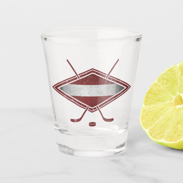 Lettisches Hockey-Flag-Logo für Lettland Schnapsglas (Vorderseite)