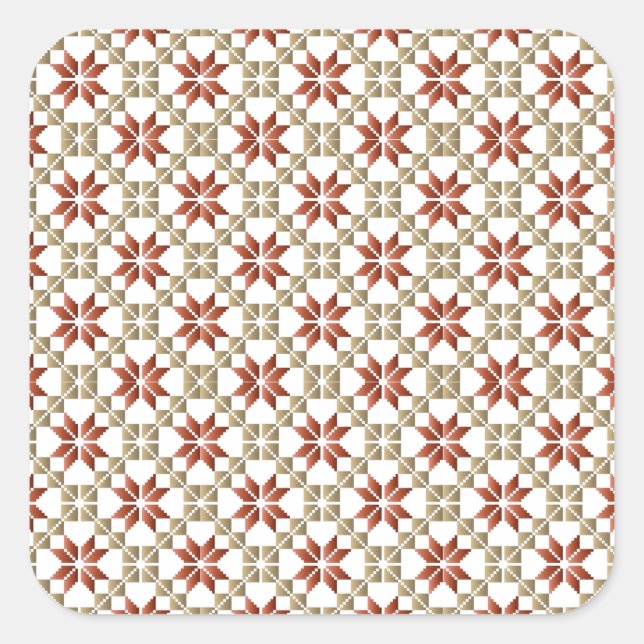 Lettisches Morning SUN geometrisches Muster IX Quadratischer Aufkleber (Vorderseite)