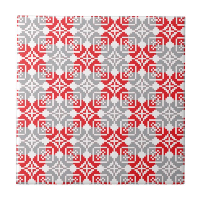 Lettisches Morning SUN geometrisches Muster VI Fliese (Vorderseite)