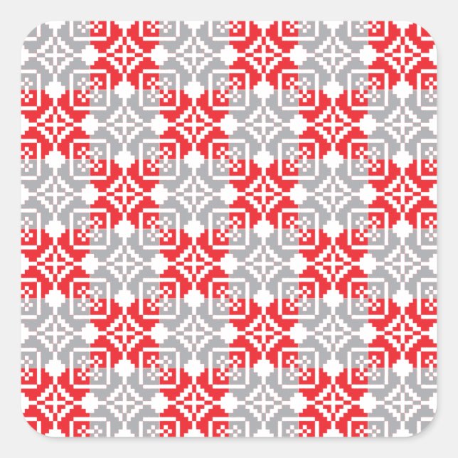 Lettisches Morning SUN geometrisches Muster VI Quadratischer Aufkleber (Vorderseite)