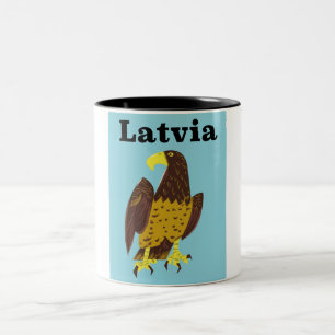 Lettisches Reiseplakat. Zweifarbige Tasse