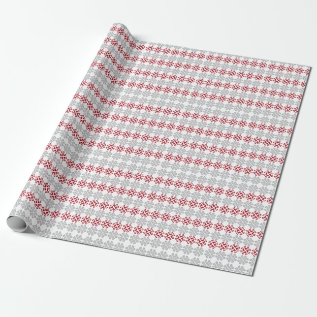 Lettisches rot-graues geometrisches Mondkreuz Geschenkpapier (Ungerollt)
