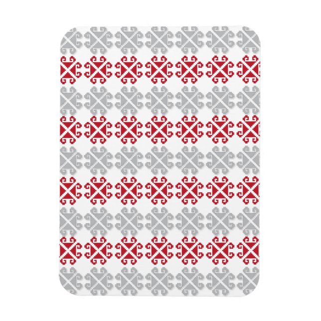 Lettisches rot-graues geometrisches Mondkreuz Magnet (Vertikal)