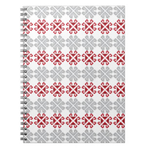 Lettisches rot-graues geometrisches Mondkreuz Notizblock