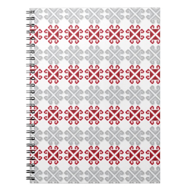 Lettisches rot-graues geometrisches Mondkreuz Notizblock (Vorderseite)