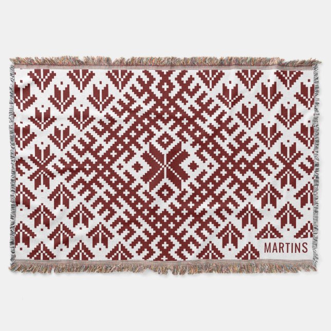 Lettisches traditionelles Auseklis-Design Decke (Vorderseite)