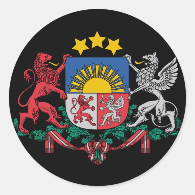 Lettisches Wappen Runder Aufkleber (Vorderseite)