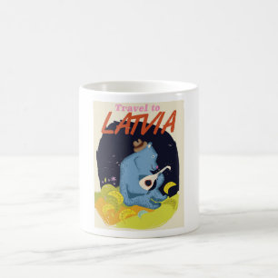 Lettland Cartoon Vintage-Reiseposter Kaffeetasse