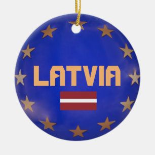 Lettland - Europäische Gewerkschaft Weihnachtssch Keramikornament