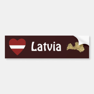 Lettland-Flagge Herz + Karte Aufkleber Autoaufkleber