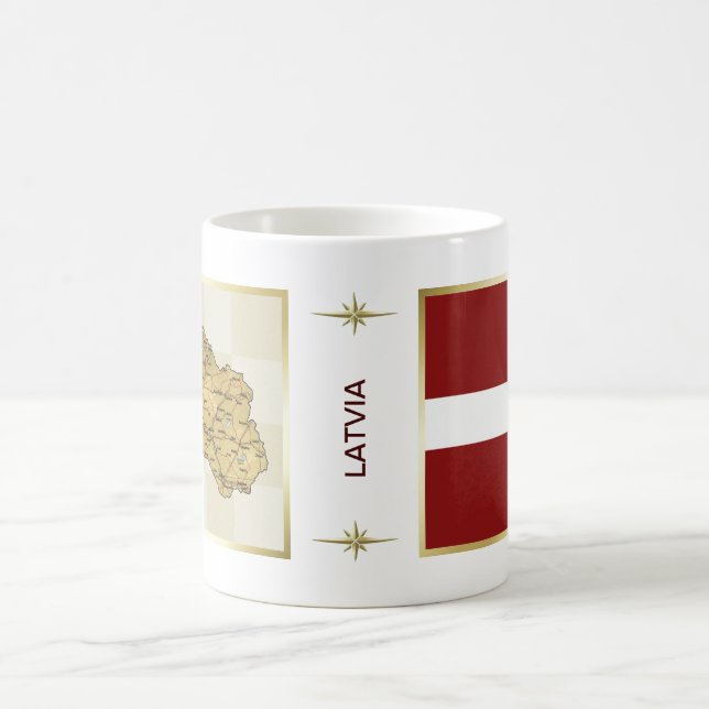Lettland Flagge + Karte Tasse (Mittel)