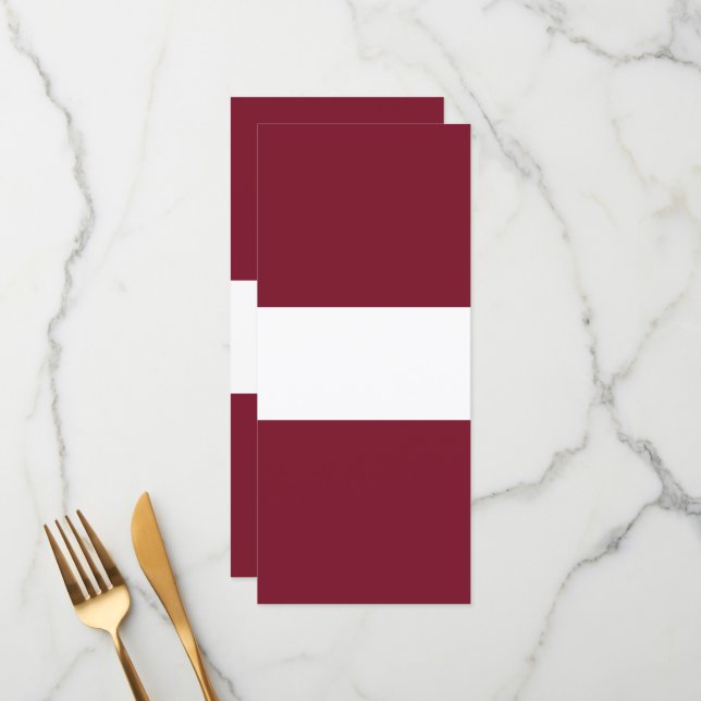 Lettland-Flagge Menükarte (Vorderseite/Rückseite Beispiel)