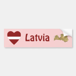 Lettland Flaggenschwerpunkt + Karte Autoaufkleber